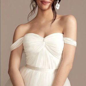 Off Shoulder Pleated Chiffon Wedding Separates Top